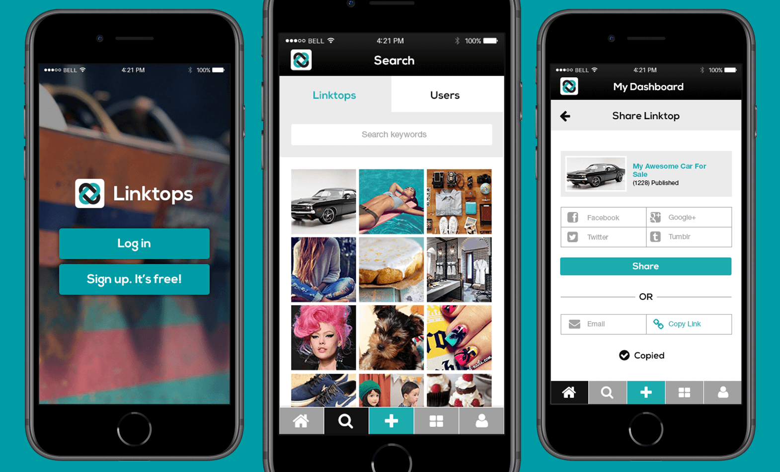 wollow project Android mobile application for sharing links
