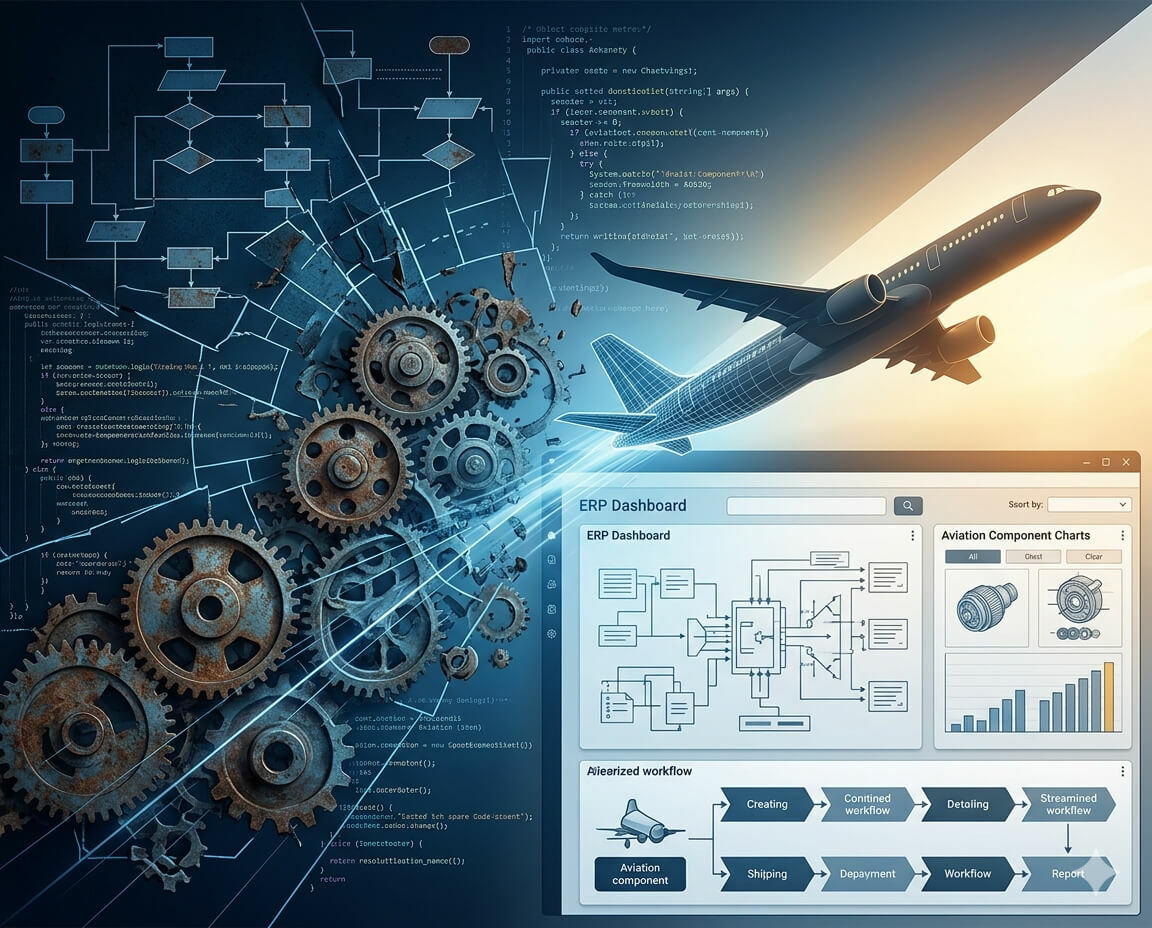 wollow project Кейс стъди: Оздравяване на сложна ERP платформа за авиационната индустрия