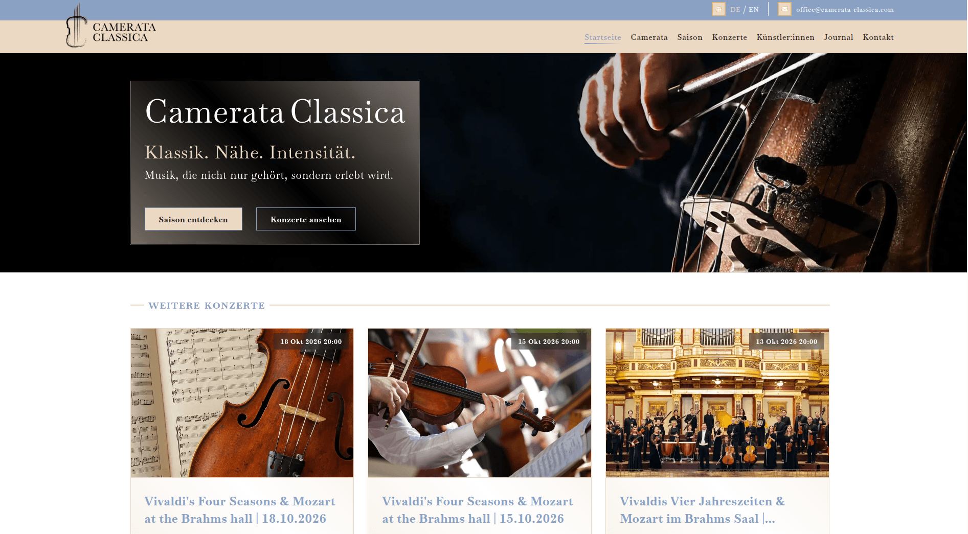 wollow project Уеб сайт за Camerata Classica & Classic Exclusive